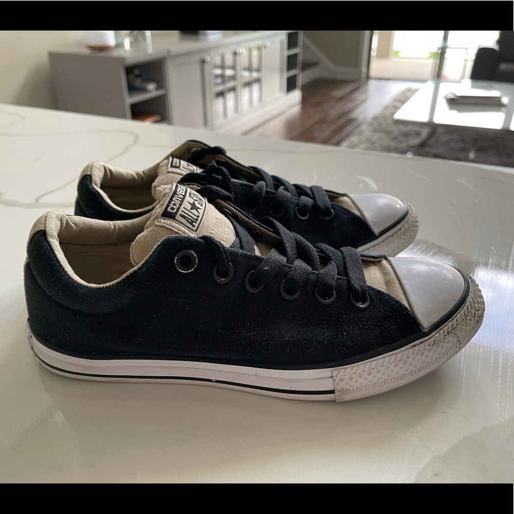 Black converse elastic tongue slip on faux laces